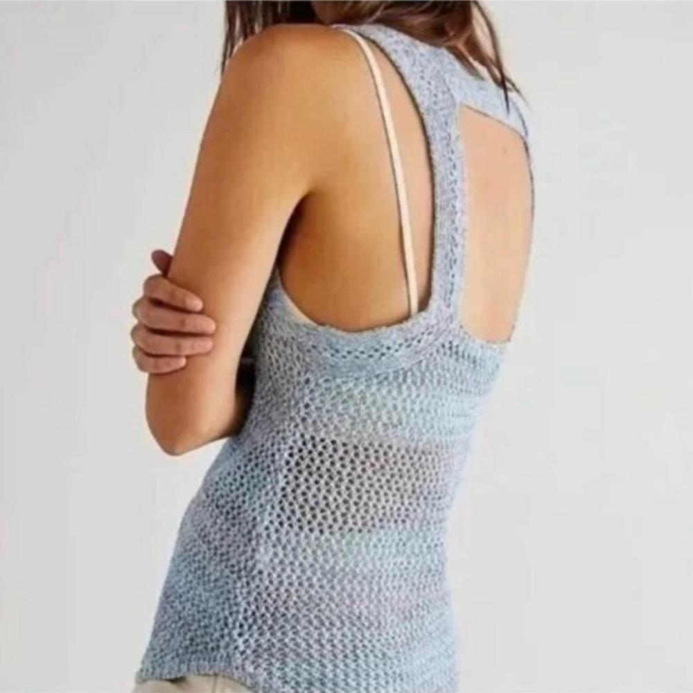 NWT FREE PEOPLE We The Free Under The Starlight Sleeveless Crochet Sweater Top - Picture 3 of 7